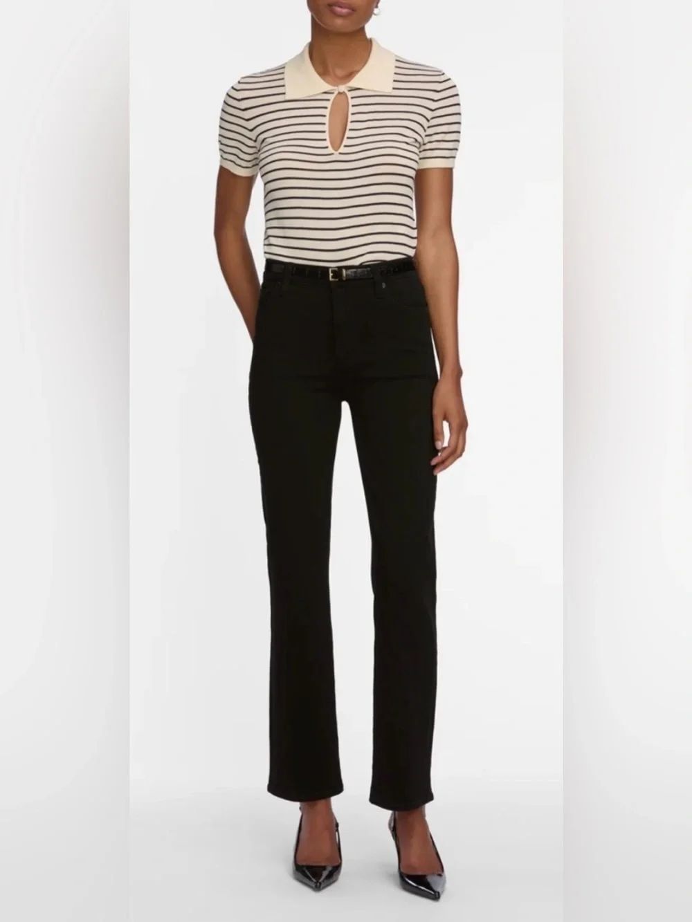 Frame Denim Black High-Rise Flare Jeans